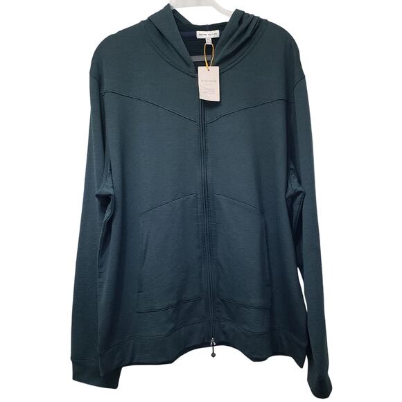 NWT PETER MILLAR Beaumont Full Zip Performance Jacket w/ Hood Balsam Men's XXL